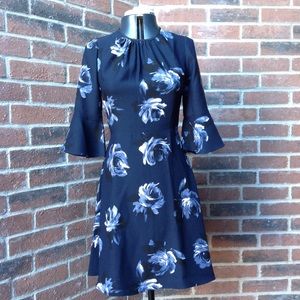 Kate Spade night rose crepe fit & flare dress NWT